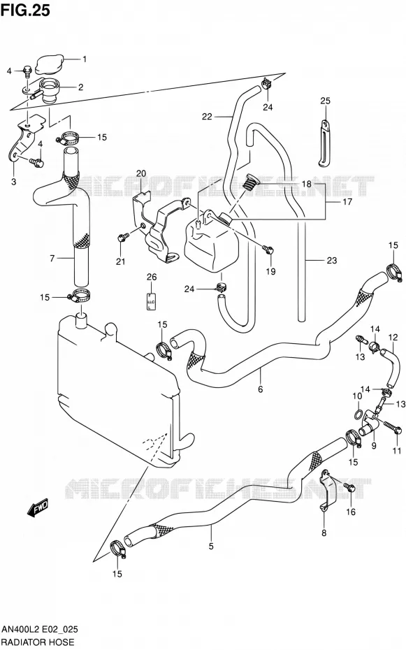 RADIATOR SLANG Suzuki SCOOTER 400 BURGMAN 2012  AN400AL2(E19,E24)