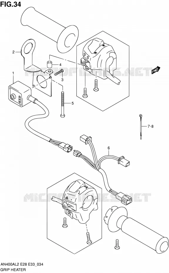 GRIP HEATER (AN400ZAL2 E28) Suzuki SCOOTER 400 BURGMAN 2012  AN400AL2/AN400ZAL2(E03,E28,E33)