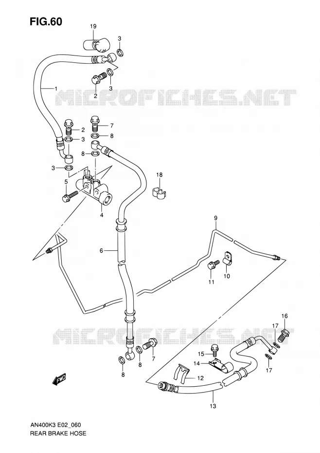 ACHTER REMSLANG Suzuki SCOOTER 400 BURGMAN 2006  AN400S K6 (E02,E19)