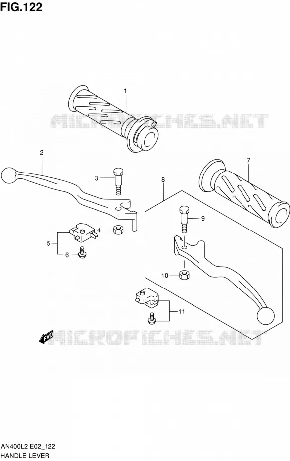 HANDGRIPS - LEVERS (AN400AL2 E24) Suzuki SCOOTER 400 BURGMAN 2012  AN400ZAL2(E02,E19,E51)