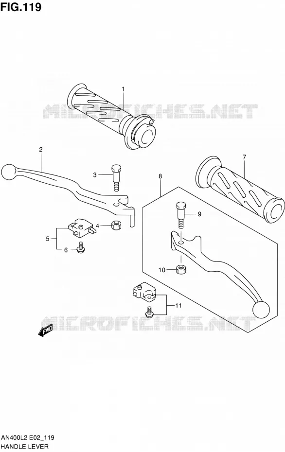 HANDGRIPS - LEVERS (AN400L2 E02) Suzuki SCOOTER 400 BURGMAN 2012  AN400ZAL2(E02,E19,E51)