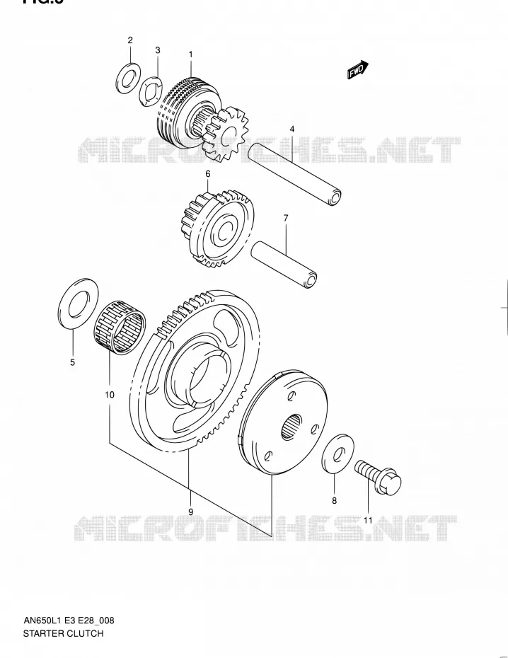 STARTMOTOR CLUTCH Suzuki SCOOTER 650 BURGMAN 2011  AN650 L1 (E03,E28,E33)