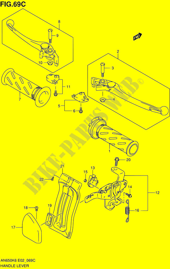 HANDGRIPS   LEVERS (AN650AK9/AL0 E24,E51,P37) voor Suzuki BURGMAN 650 2008