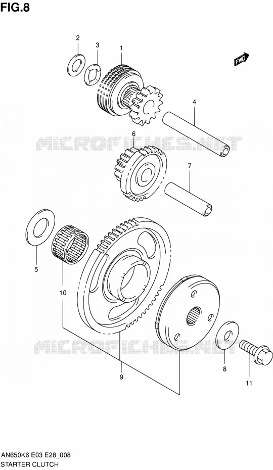 STARTMOTOR CLUTCH Suzuki SCOOTER 650 BURGMAN 2008  AN650A K8 (E03,E28,E33)