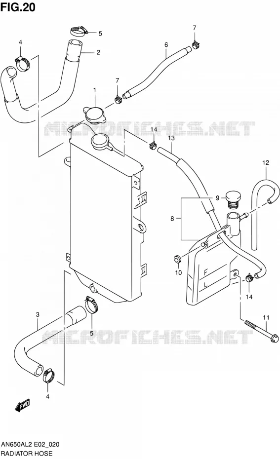 RADIATOR SLANG Suzuki SCOOTER 650 BURGMAN 2012  AN650AL2(E19)