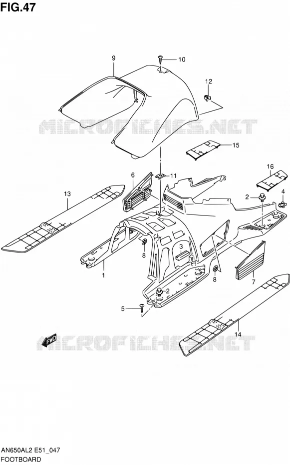 FOOTREST Suzuki SCOOTER 650 BURGMAN 2012  AN650AL2(E51)
