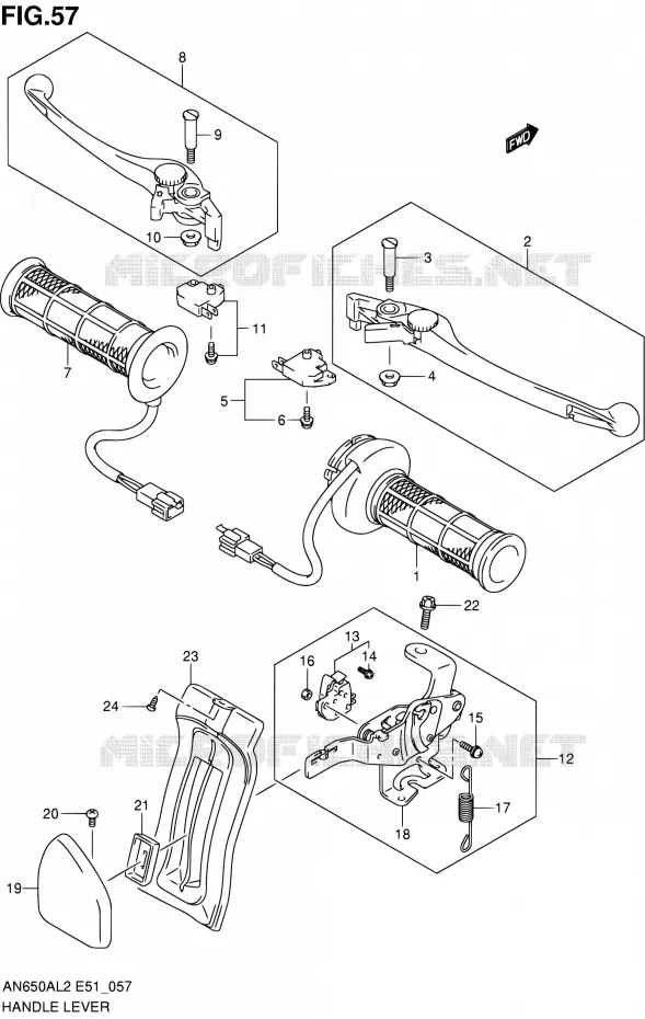 HANDGRIPS - LEVERS Suzuki SCOOTER 650 BURGMAN 2012  AN650AL2(E51)