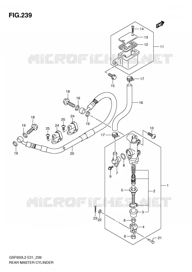 ACHTER hoofdremcilinder (GSF650L2 E21) Suzuki MOTO 650 BANDIT 2012  GSF650AL2(E21)