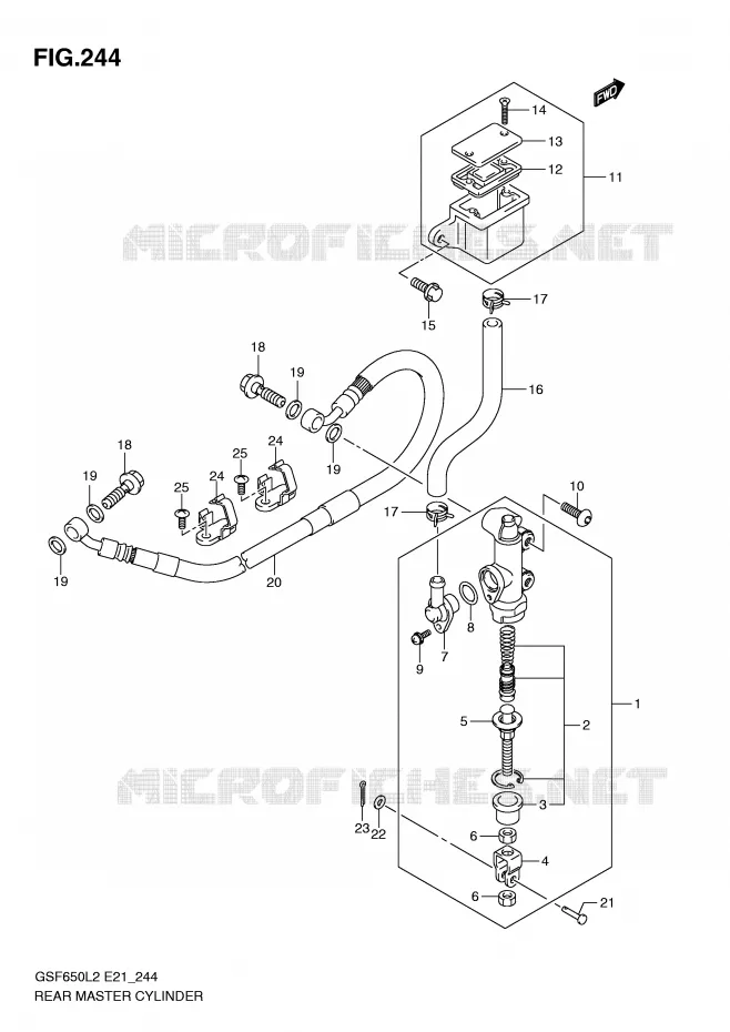 ACHTER hoofdremcilinder (GSF650SUL2 E21) Suzuki MOTO 650 BANDIT 2012  GSF650UL2(E21)