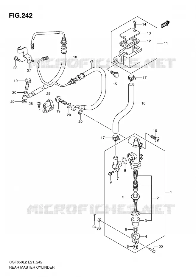 ACHTER hoofdremcilinder (GSF650UAL2 E21) Suzuki MOTO 650 BANDIT 2012  GSF650UAL2(E21)