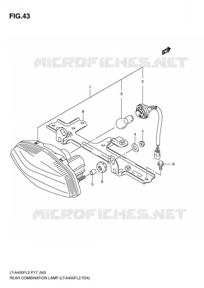 ACHTERLICHT (LT-A400FL2 P24) Suzuki QUAD 400 KINGQUAD 2012  LT-F400L2(P17)