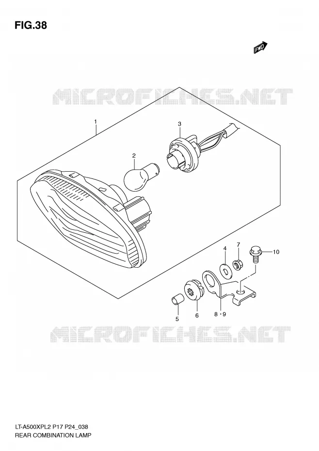 ACHTERLICHT (LT-A500XPL2 P24) Suzuki QUAD 500 KINGQUAD 2012  LT-A500XPL2(P17)
