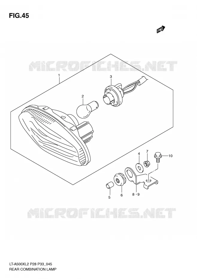 ACHTERLICHT (LT-A500XZL2 P33) Suzuki QUAD 500 VINSON 2012  LT-A500XZL2(P28)