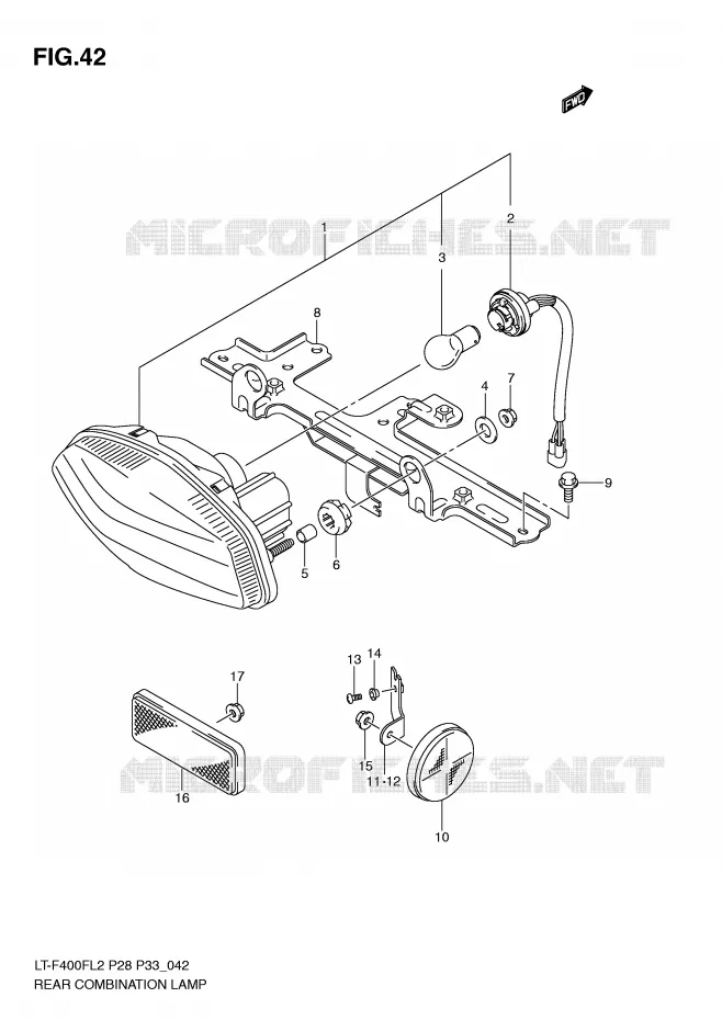 ACHTERLICHT (LT-F400FL2 P28) Suzuki QUAD 400 KINGQUAD 2012  LT-F400FZL2(P28)