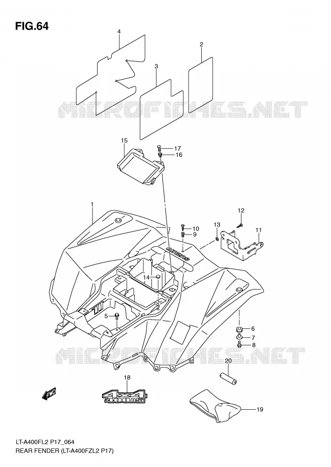 ACHTERSPATBORD (LT-A400FZL2 P17) Suzuki QUAD 400 KINGQUAD 2012  LT-F400L2(P17)