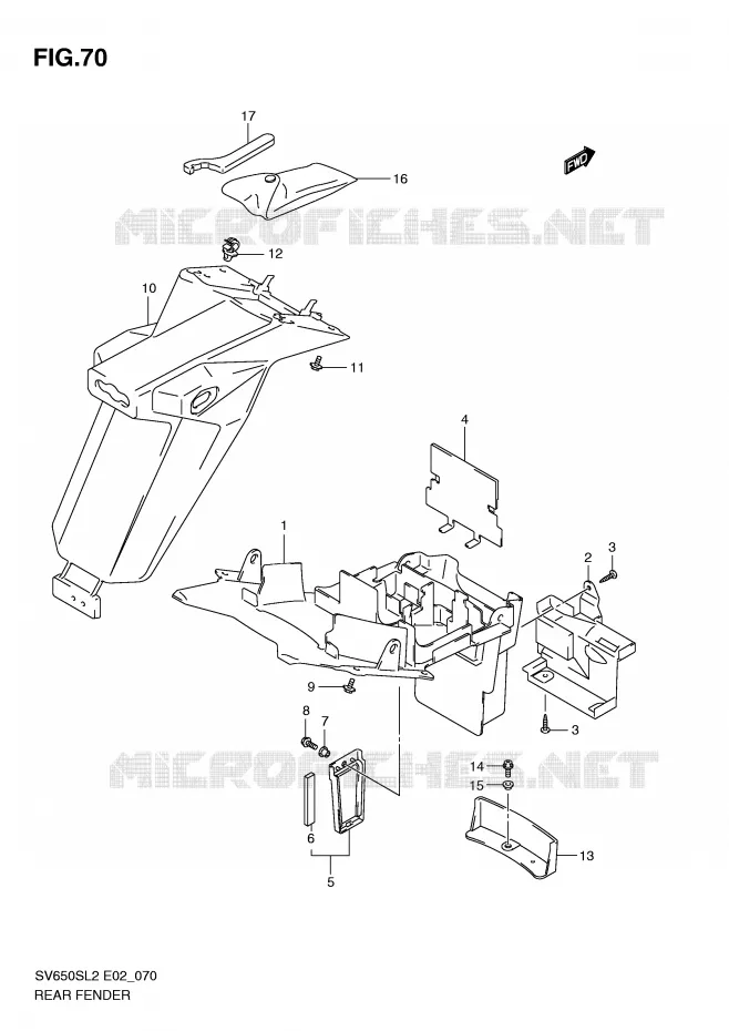ACHTERSPATBORD (SV650SL2 E2) Suzuki MOTO 650 SV 2012  SV650SAL2(E02)