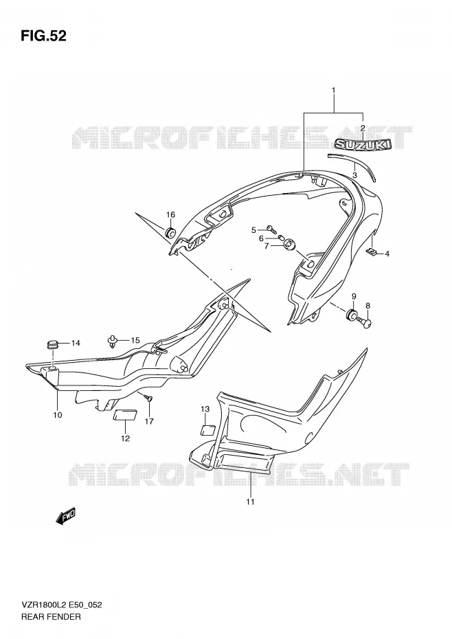 ACHTERSPATBORD Suzuki MOTO 1800 INTRUDER 2012  VZR1800L2(E50)