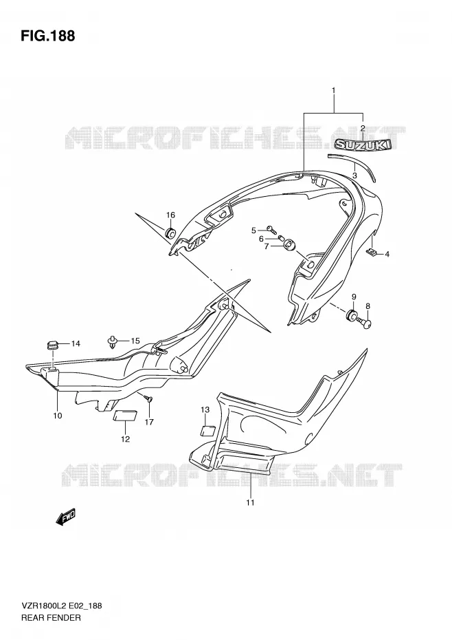 ACHTERSPATBORD (VZR1800L2 E19) Suzuki MOTO 1800 INTRUDER 2012  VZR1800ZL2(E02)