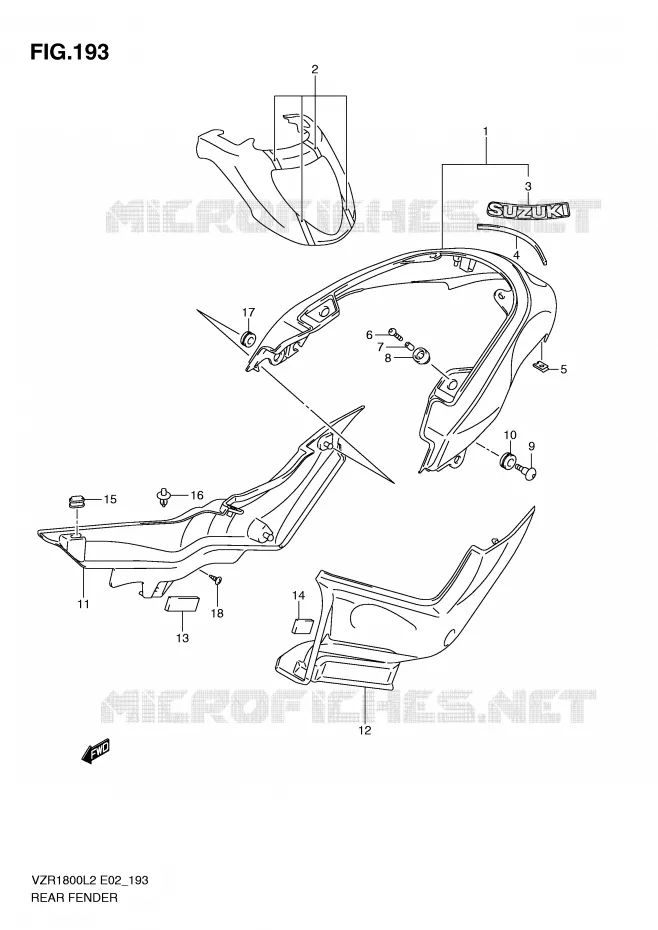 ACHTERSPATBORD (VZR1800ZL2 E19) Suzuki MOTO 1800 INTRUDER 2012  VZR1800ZL2(E02)