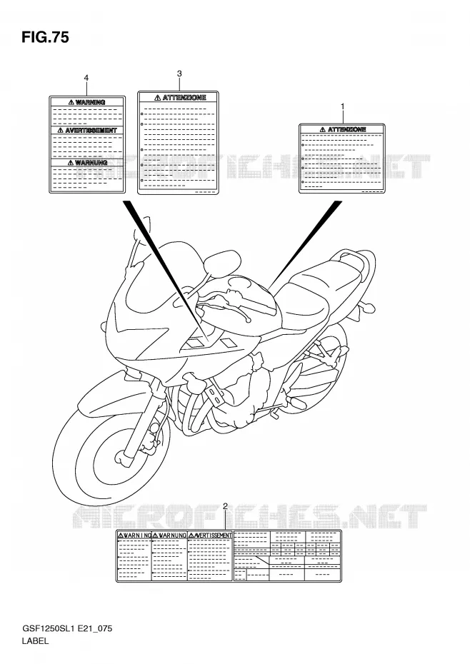 ETIKET (GSF1250SAL1 E24) Suzuki MOTO 1250 BANDIT 2012  GSF1250SAL1(E21)