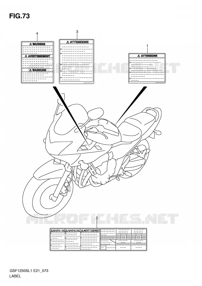 ETIKET (GSF1250SL1 E24) Suzuki MOTO 1250 BANDIT 2011  GSF1250SL1(E21)