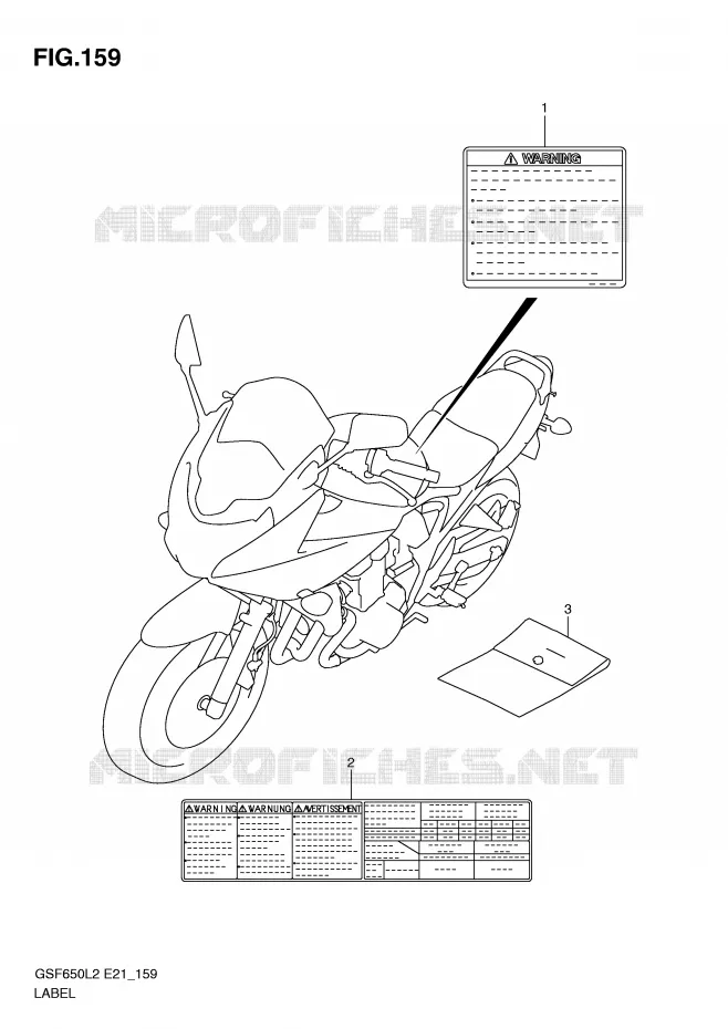 ETIKET (GSF650L2 E21) Suzuki MOTO 650 BANDIT 2013  GSF650SAL2(E21)