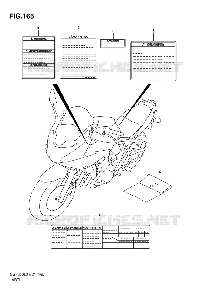 ETIKET (GSF650SAL2 E21) Suzuki MOTO 650 BANDIT 2013  GSF650SAL2(E21)