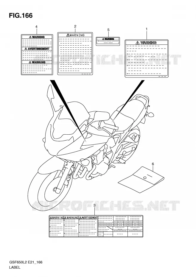 ETIKET (GSF650SUAL2 E21) Suzuki MOTO 650 BANDIT 2012  GSF650AL2(E21)