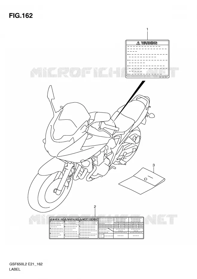 ETIKET (GSF650UAL2 E21) Suzuki MOTO 650 BANDIT 2012  GSF650SAL2(E21)