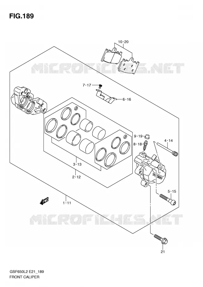 FRONT CALIPER (GSF650L2 E21) Suzuki MOTO 650 BANDIT 2012  GSF650L2(E21)