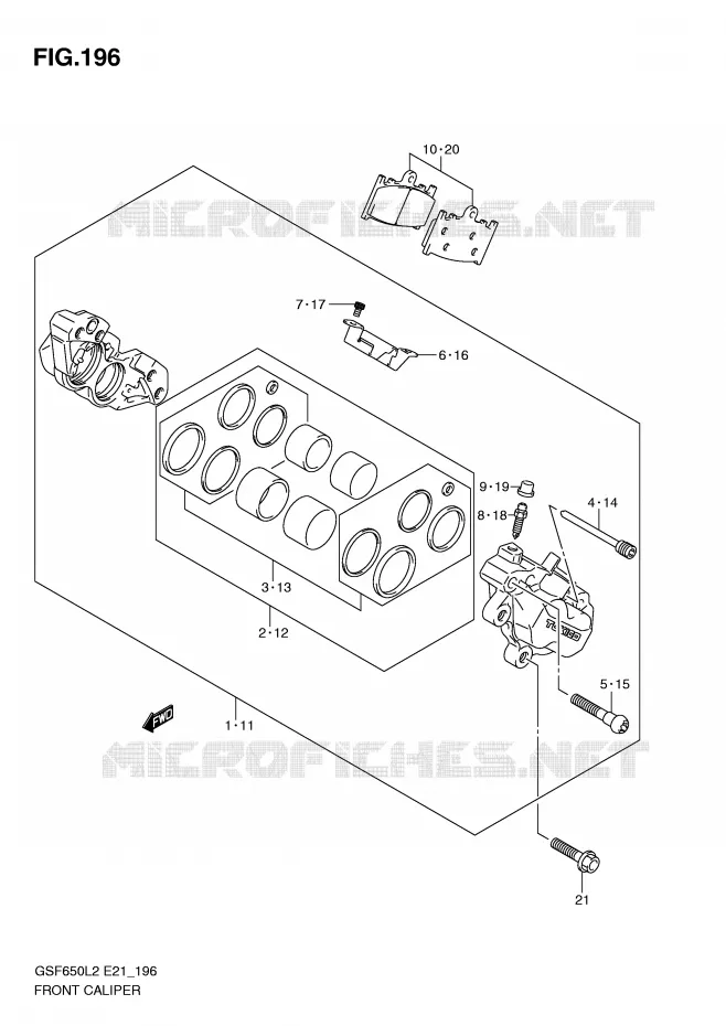 FRONT CALIPER (GSF650SUAL2 E21) Suzuki MOTO 650 BANDIT 2012  GSF650UL2(E21)