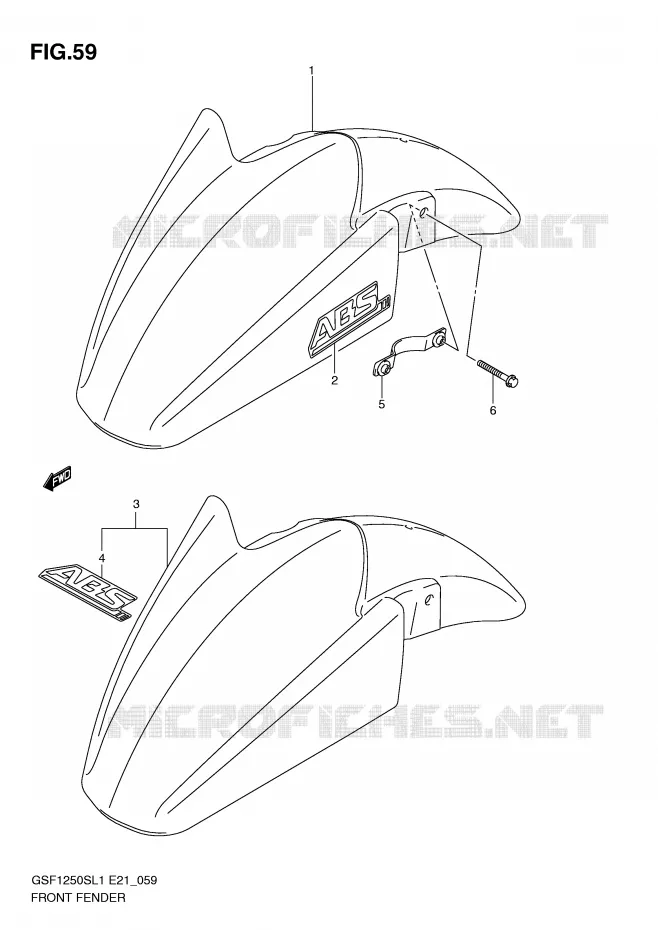FRONT FENDER (GSF1250SAL1 E21) Suzuki MOTO 1250 BANDIT 2012  GSF1250SAL1(E21)