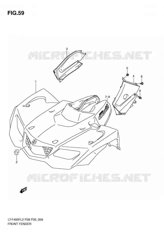 FRONT FENDER (LT-F400FL2 P33) Suzuki QUAD 400 KINGQUAD 2012  LT-F400FZL2(P28)