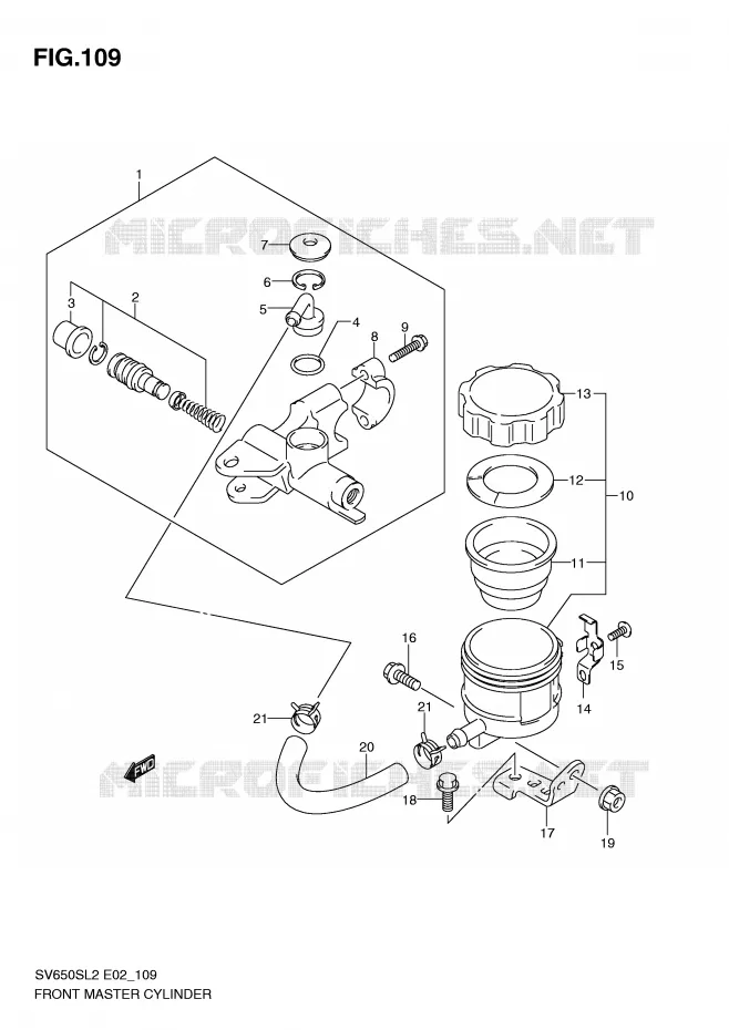FRONT HOOFDREMCILINDER (SV650SAL2 E24) Suzuki MOTO 650 SV 2012  SV650SL2(E02)