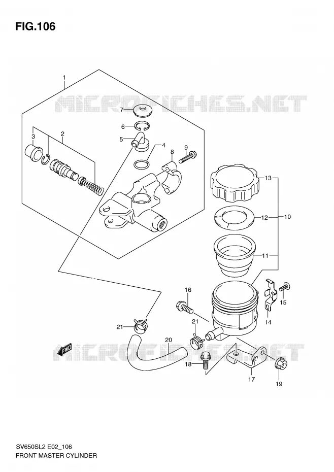 FRONT HOOFDREMCILINDER (SV650SL2 E2) Suzuki MOTO 650 SV 2012  SV650SAL2(E02)
