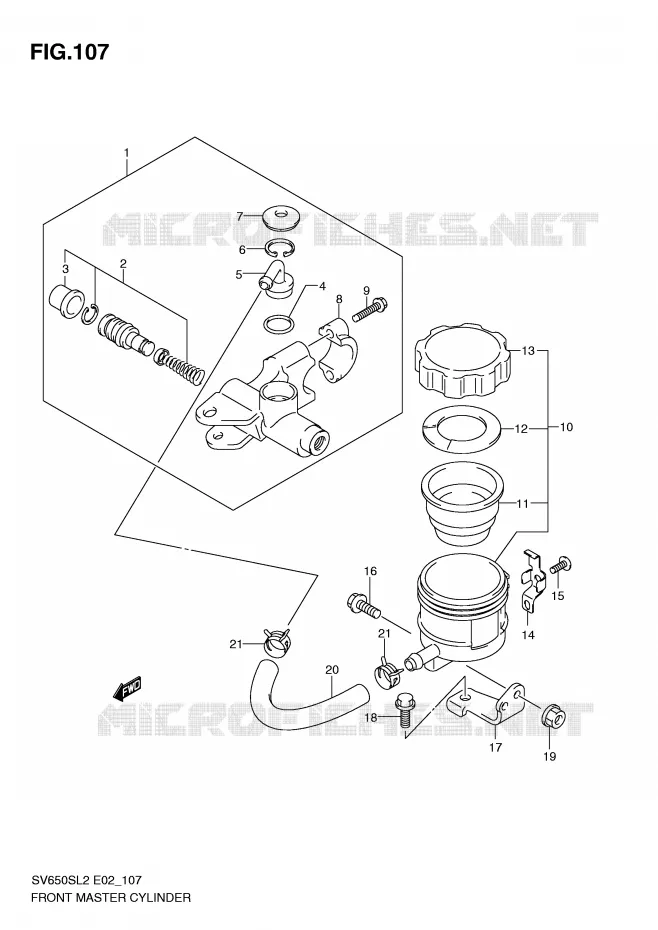 FRONT HOOFDREMCILINDER (SV650SL2 E24) Suzuki MOTO 650 SV 2012  SV650SAL2(E02)