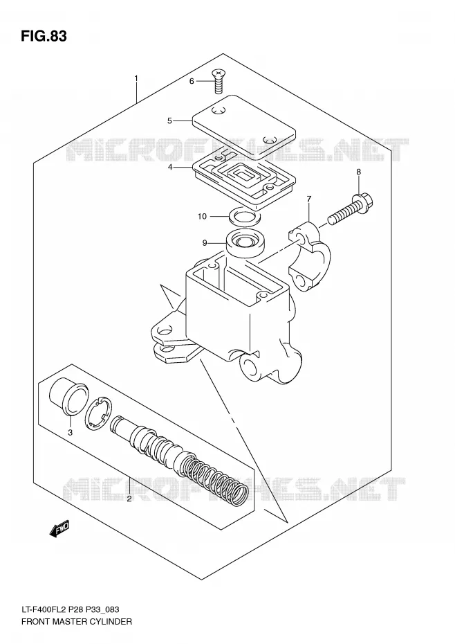 FRONT HOOFDREMCILINDER Suzuki QUAD 400 KINGQUAD 2012  LT-F400FZL2(P28)