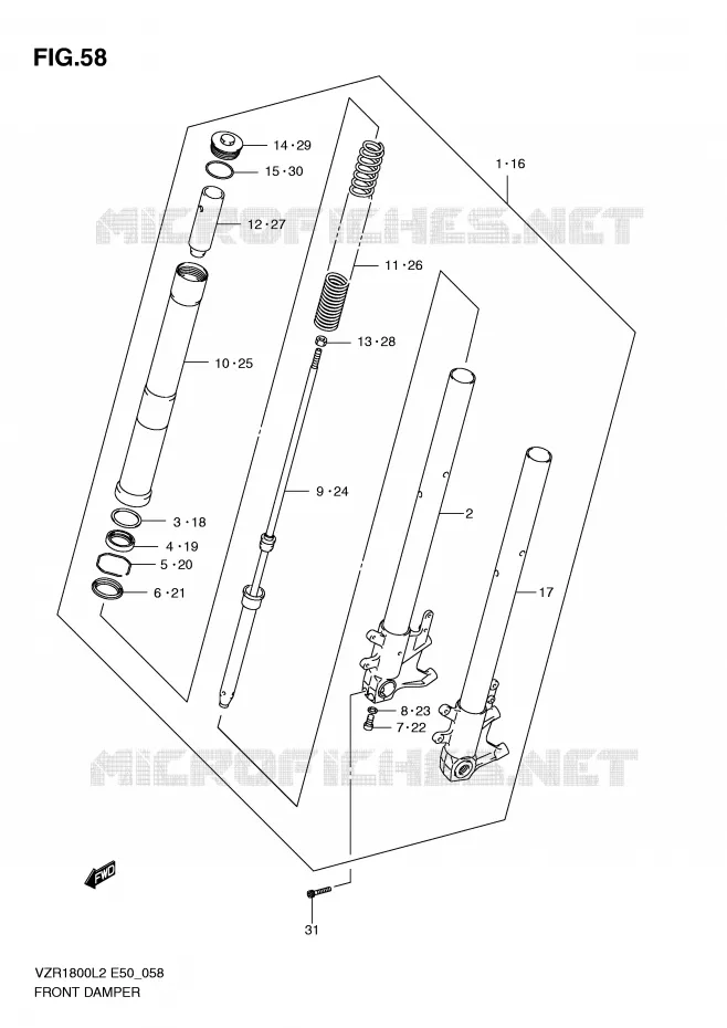FRONT SCHOKDEMPER Suzuki MOTO 1800 INTRUDER 2012  VZR1800L2(E50)