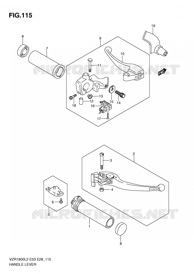 HEFBOMEN - HANDGRIPS (VZR1800L2 E33) Suzuki MOTO 1800 INTRUDER 2012  VZR1800ZL2(E03)