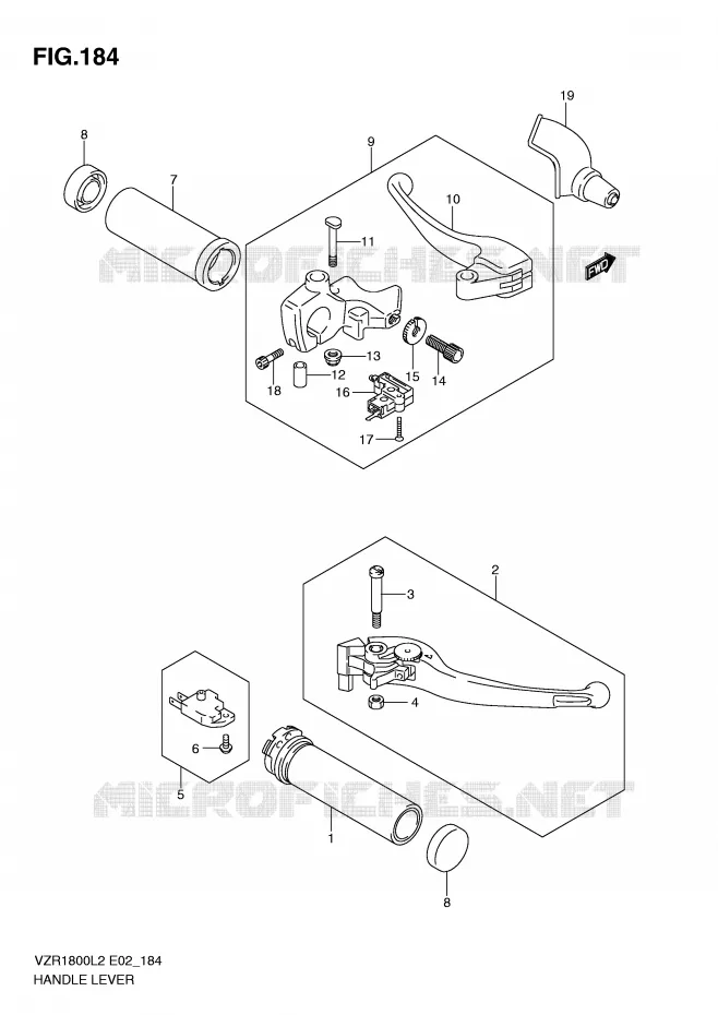 HEFBOMEN - HANDGRIPS (VZR1800ZL2 E24) Suzuki MOTO 1800 INTRUDER 2012  VZR1800L2(E02)
