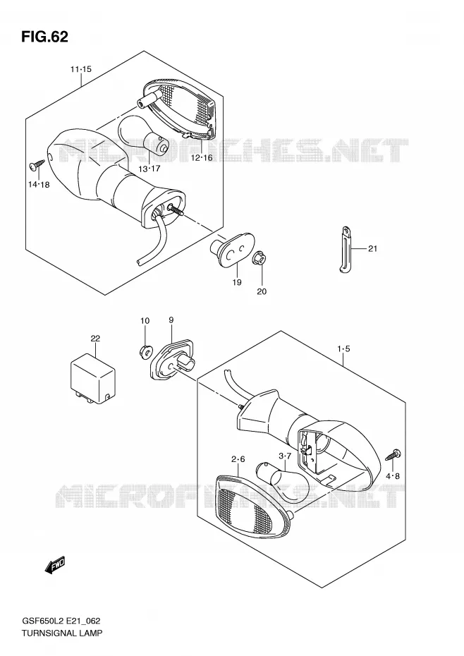 INDICATOREN (GSF650SL2 E21) Suzuki MOTO 650 BANDIT 2012  GSF650SUL2(E21)