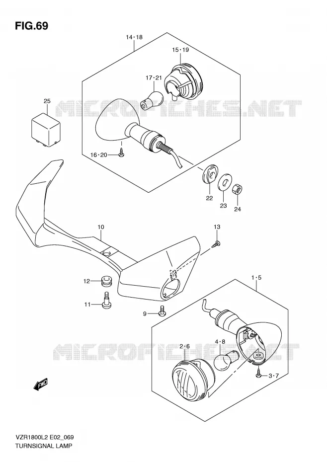 INDICATOREN (VZR1800ZUFL2 E19) Suzuki MOTO 1800 INTRUDER 2012  VZR1800L2(E02)