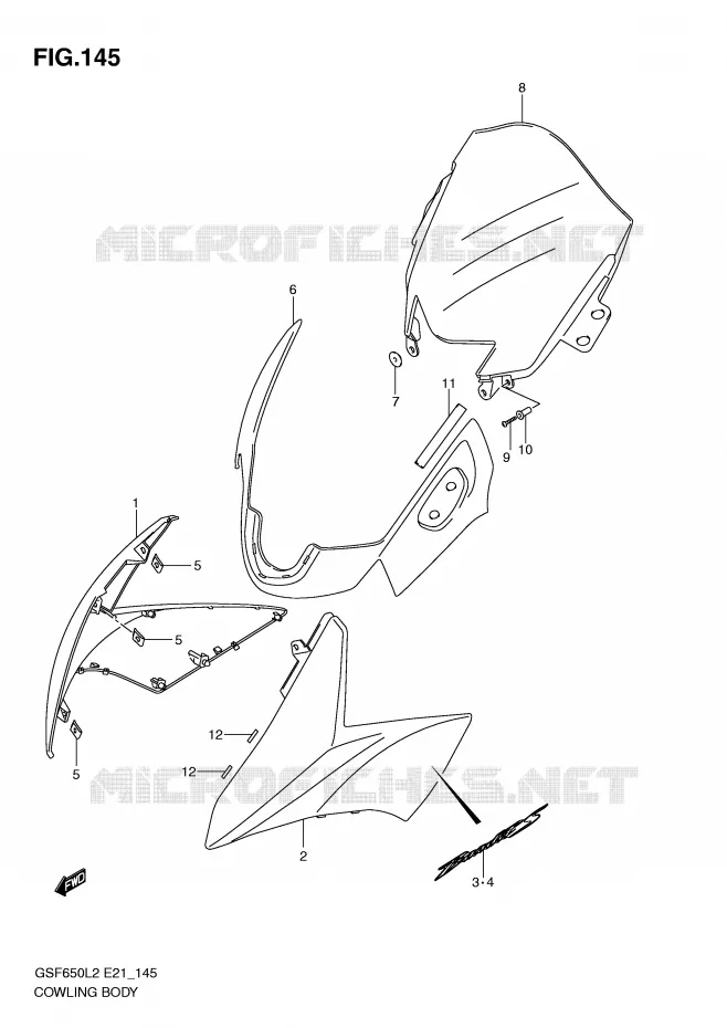 KUIP (GSF650SAL2 E21) Suzuki MOTO 650 BANDIT 2012  GSF650SL2(E21)