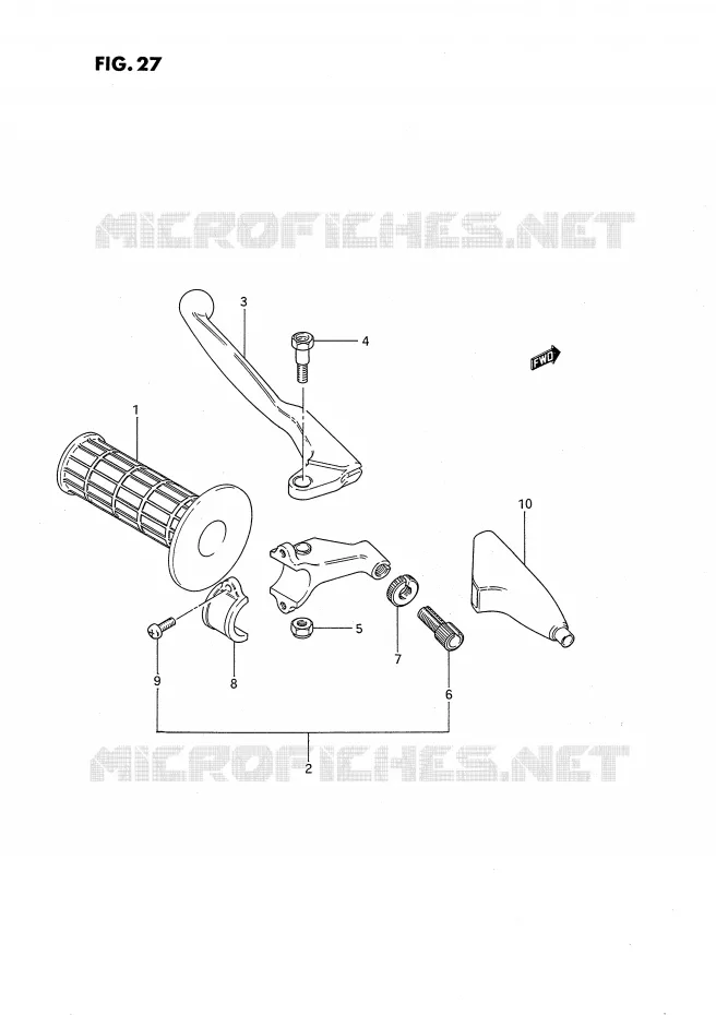 LINKER HENDEL - HANDGREEP (MODELE G/H) Suzuki MOTO 80 RM 1988  RM80J(E24)