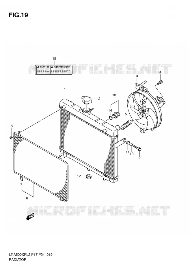 RADIATOR (LT-A500XPL2 P17) Suzuki QUAD 500 KINGQUAD 2012  LT-A500XPL2(P17)