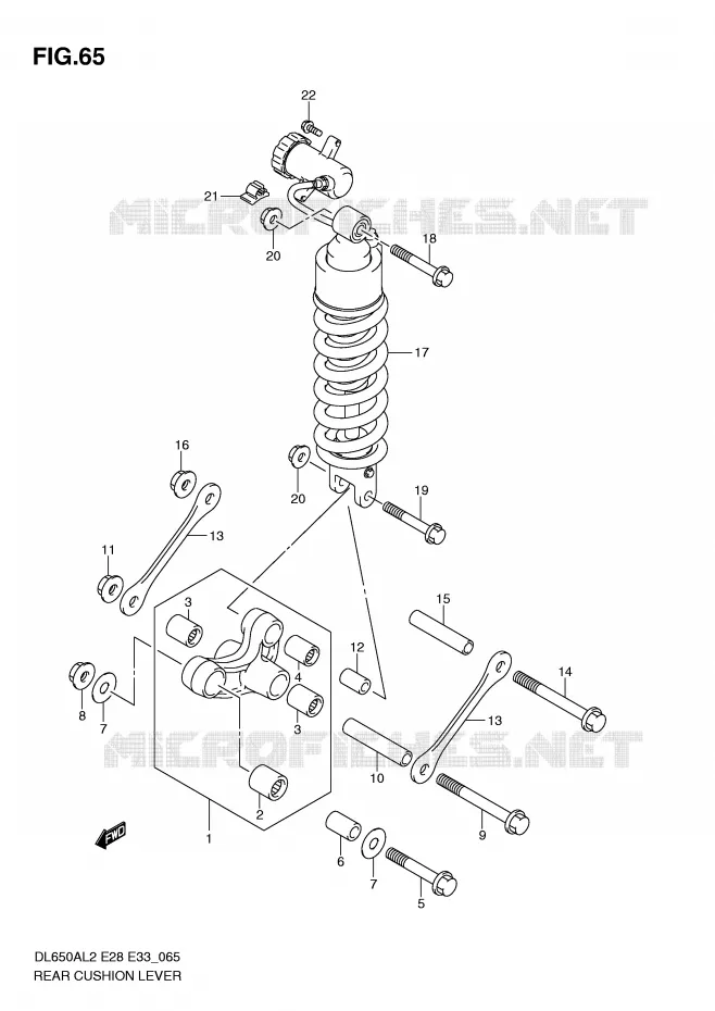 SCHOKBREKER AANEENSCHAKELING (DL650AL2 E28) Suzuki MOTO 650 V-STROM 2012  DL650AL2(E28)