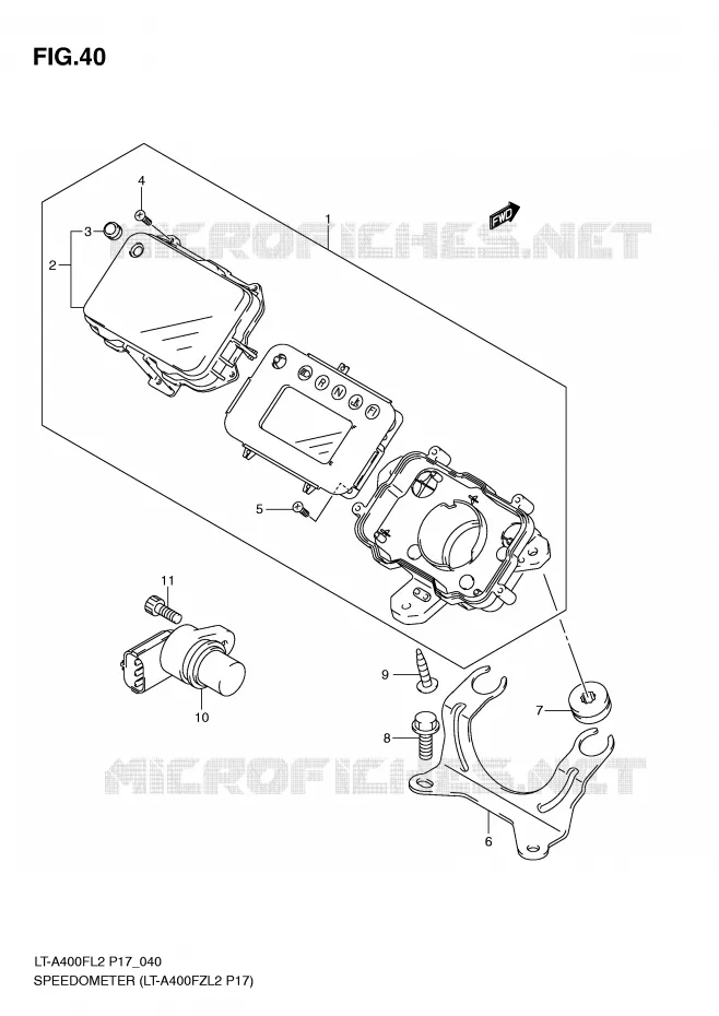 SNELHEIDSMETER (LT-A400FZL2 P17) Suzuki QUAD 400 KINGQUAD 2012  LT-F400FL2(P17)