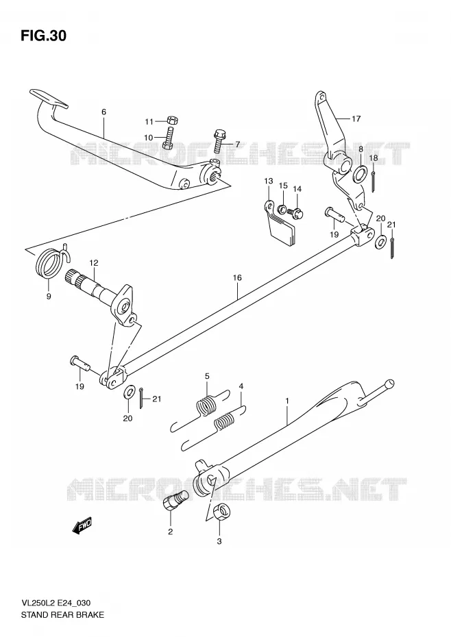 STAND - ACHTER REMPEDAAL Suzuki MOTO 250 INTRUDER 2012  VL250L2(E24)