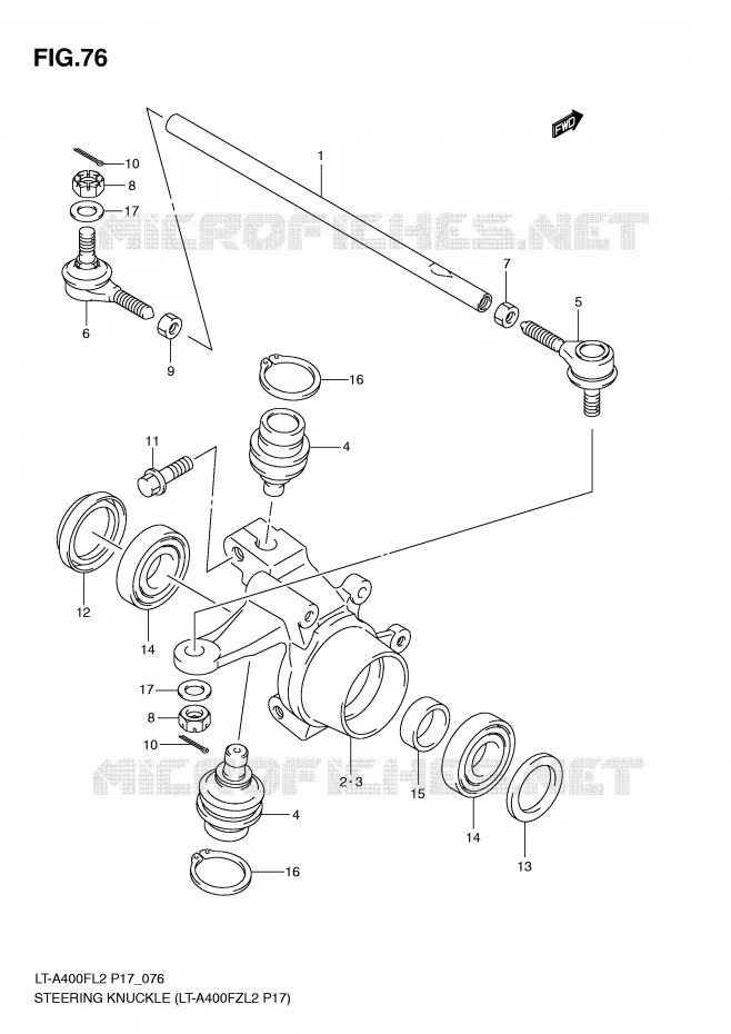 STUURINRICHTINGS - HUB (LT-A400FZL2 P17) Suzuki QUAD 400 KINGQUAD 2012  LT-F400FZL2(P17)