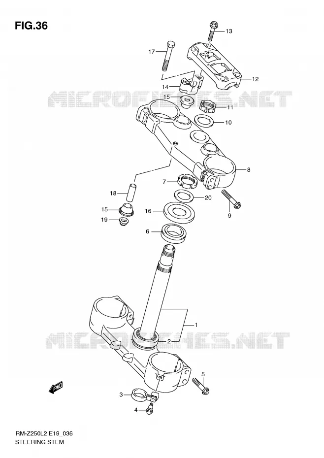 STUURKOLOM Suzuki MOTO 250 RM-Z 2012  RM-Z250L2(E19)